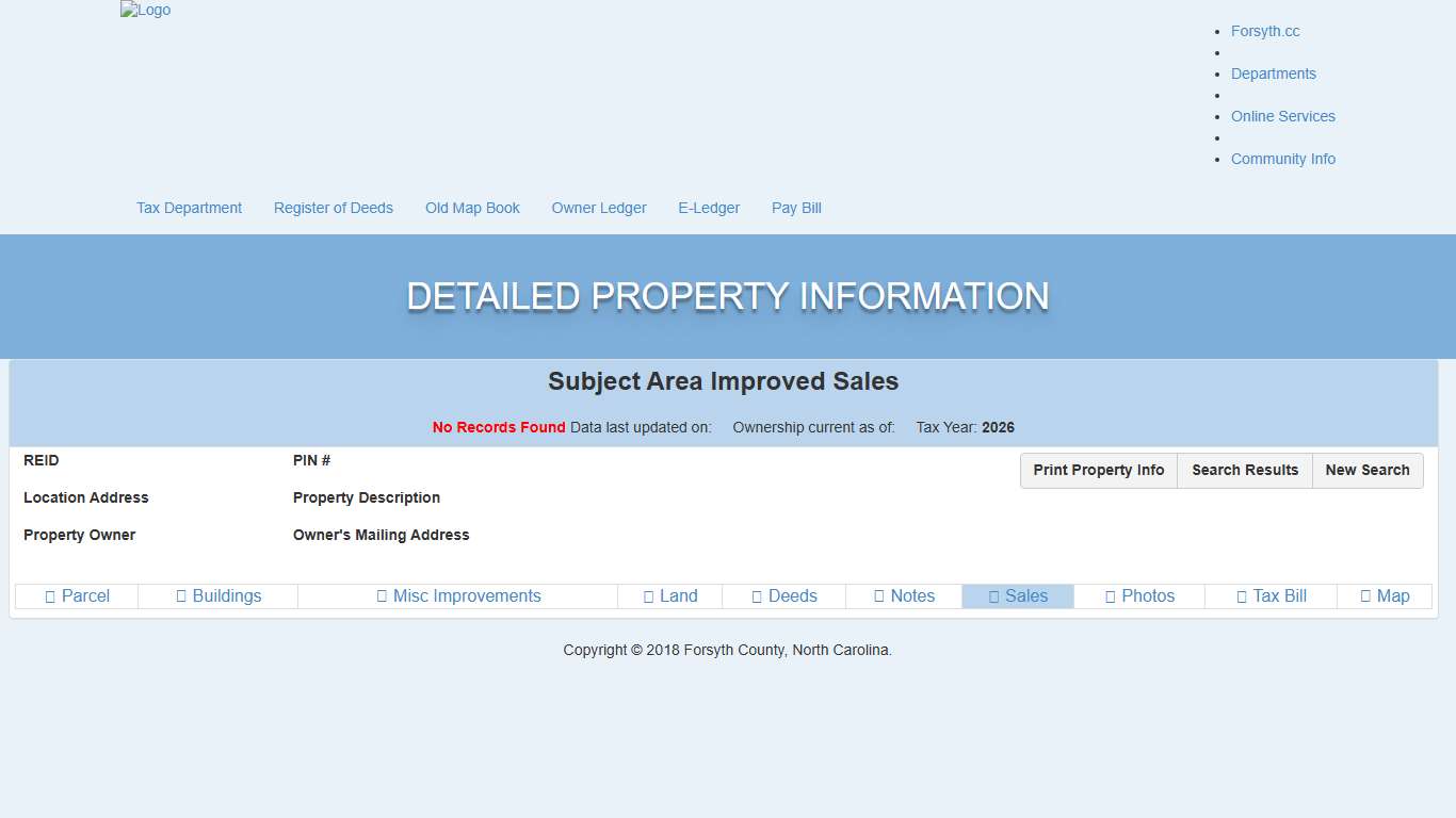 Subject Area Improved Sales - Forsyth County Real Property Data